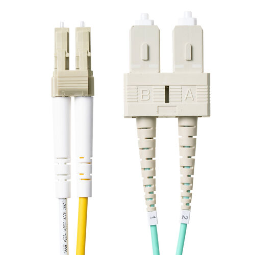 光ファイバケーブル（OM3・10GBASE-SR/SW規格・10Gbps・マルチモード・LC×2-SC×2・メガネ型・2芯・50μm・1m）
