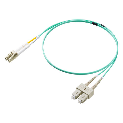 光ファイバケーブル（OM3・10GBASE-SR/SW規格・10Gbps・マルチモード・LC×2-SC×2・メガネ型・2芯・50μm・1m）