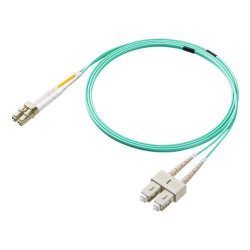 光ファイバケーブル（OM3・10GBASE-SR/SW規格・10Gbps・マルチモード・LC×2-SC×2・メガネ型・2芯・50μm・2m）