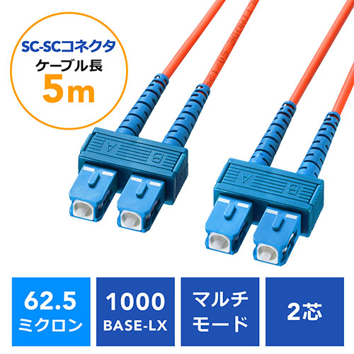 光ファイバケーブル（SCコネクタSCコネクタ・コア径62.5ミクロン・5m）