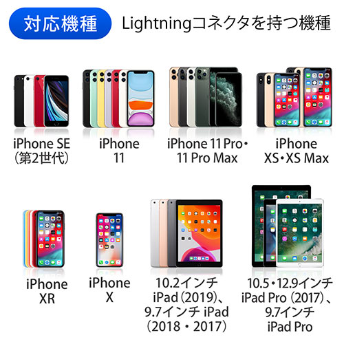 ライトニングケーブル（Apple MFi認証品・充電・同期・Lightning・1m・ブラック）
