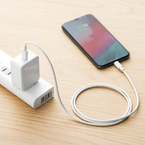 USB Type-C ライトニングケーブル（Lightningケーブル・Apple MFi認証品・USB PD・充電・同期・1m・ホワイト）