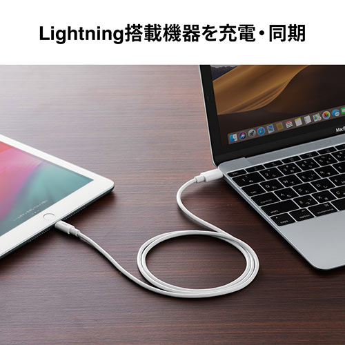 USB Type-C ライトニングケーブル（Lightningケーブル・Apple MFi認証品・USB PD・充電・同期・1m・ホワイト）