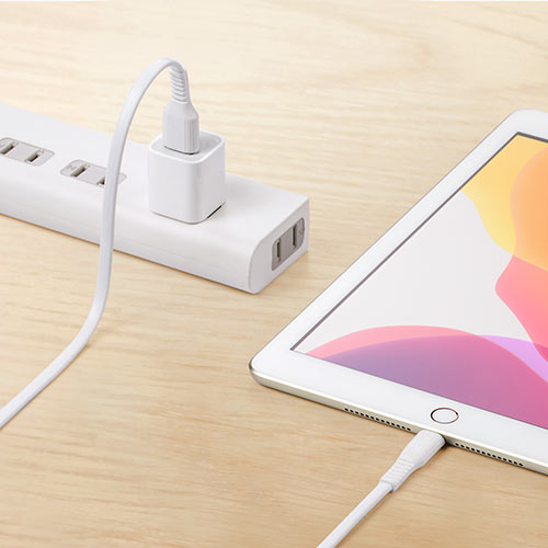 ライトニングケーブル(iPhone・iPad・Apple MFi認証品・フラットケーブル・充電・同期・Lightning・2m・ホワイト)