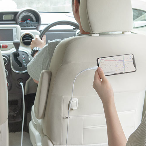 ライトニングケーブル(iPhone・iPad・Apple MFi認証品・フラットケーブル・充電・同期・Lightning・2m・ホワイト)