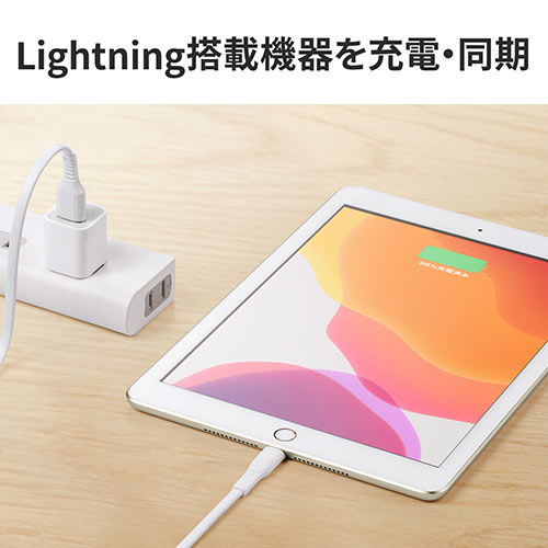 ライトニングケーブル(iPhone・iPad・Apple MFi認証品・フラット