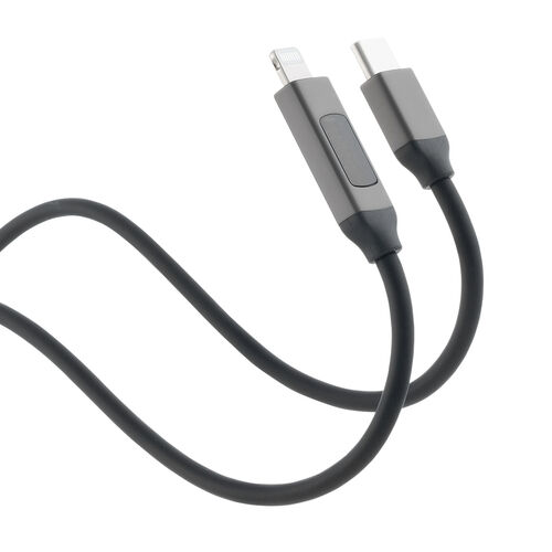 USB Type-C-Lightning ケーブル（PD電力表示機能付き・ MFi認証品・PD36W対応・1m ・やわらかシリコンケーブル・充電・データ転送・iPhone・iPad・ブラック）