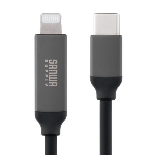 USB Type-C-Lightning ケーブル（PD電力表示機能付き・ MFi認証品・PD36W対応・1m ・やわらかシリコンケーブル・充電・データ転送・iPhone・iPad・ブラック）