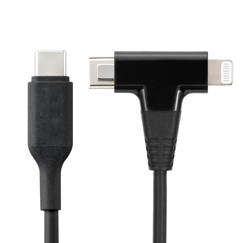 USB Type-C Lightning 2in1 USBケーブル（1.2m・USB PD60W対応・データ転送・MFi認証品・iPad（第10世代）・iPhone15/14対応・ブラック）