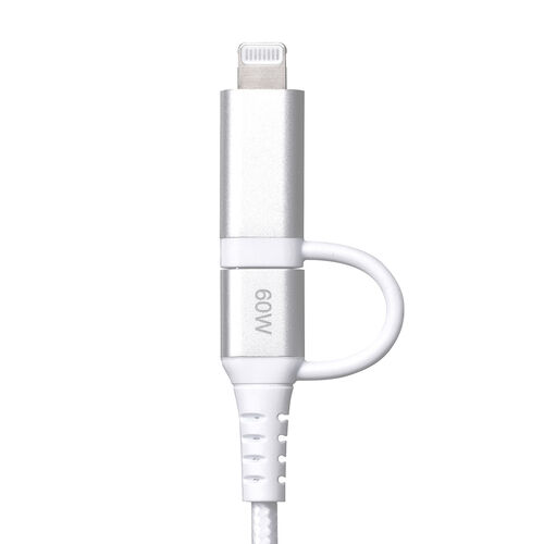 USB Type-C Lightning 2in1 USBケーブル（1m・TypeC-C・PD60W対応・MFi認証品・データ転送・iPad iPhone13，14，15，16・メッシュケーブル）