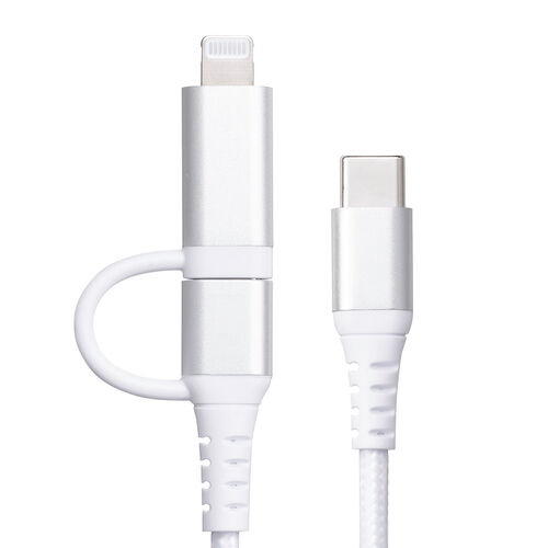 USB Type-C Lightning 2in1 USBケーブル（1m・TypeC-C・PD60W対応・MFi認証品・データ転送・iPad iPhone13，14，15，16・メッシュケーブル）