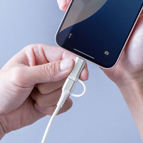 USB Type-C Lightning 2in1 USBケーブル（1m・TypeC-C・PD60W対応・MFi認証品・データ転送・iPad iPhone13，14，15，16・メッシュケーブル）