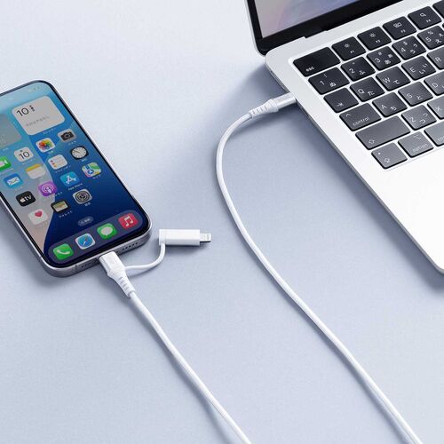 USB Type-C Lightning 2in1 USBケーブル（2m・TypeC-C・PD60W対応・MFi認証品・データ転送・iPad iPhone16・メッシュケーブル）
