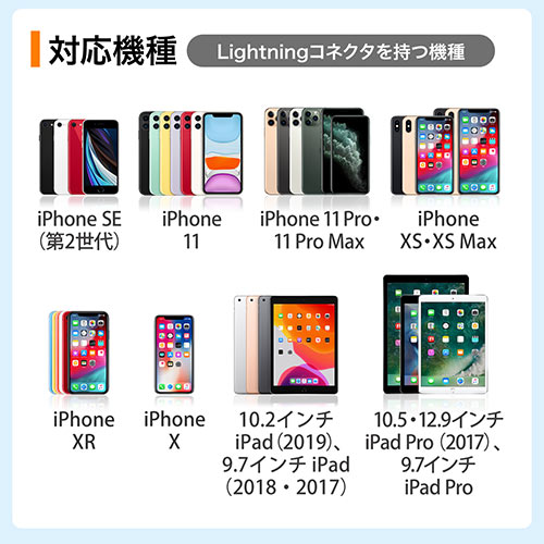 3in1 ライトニング マイクロUSB USB Type-C巻取りケーブル（Lightning・microUSB・Type-C・MFi認証・充電・データ通信・1本3役・3Way・ホワイト）