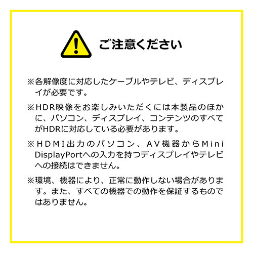 Mini DisplayPort-HDMI変換ケーブル（4K/60Hz対応・HDR対応・2m・ホワイト）