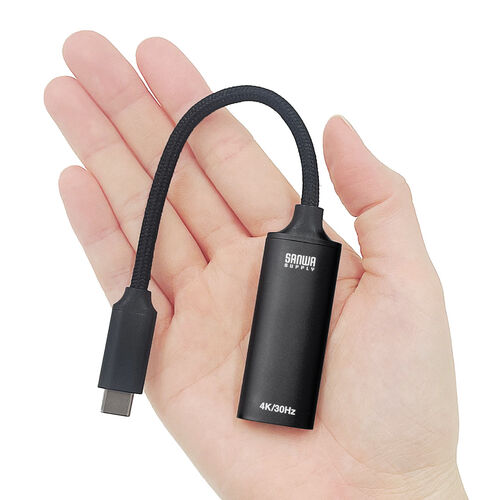 USB C-HDMI 変換アダプタ（4K/30Hz・フルHD/60Hz・ケーブル長11cm・iPhone15/16対応・MacBook対応・iPad Pro Air 対応・ブラック）