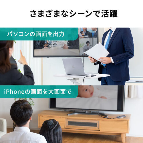 USB C-HDMI 変換アダプタ（4K/30Hz・フルHD/60Hz・ケーブル長11cm・iPhone15/16対応・MacBook対応・iPad Pro Air 対応・ブラック）