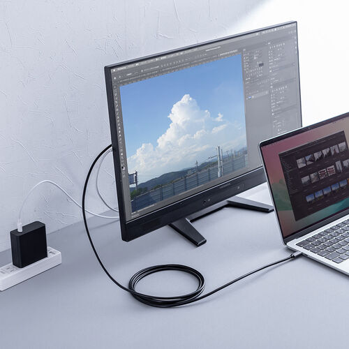 USB Type-C HDMI変換アダプタ（4K/30Hz・フルHD/60Hz・PD60W・ケーブル長2ｍ・typeC機器対応・スマートフォン・タブレットHDR・ブラック）