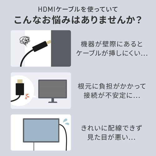 HDMIケーブル（USB TypeC-HDMIケーブル・4K60Hz・回転コネクタ・3Dコネクタ・左右180°回転・水平180°回転・2m・ブラック）