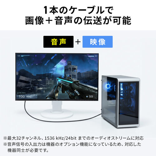 DisplayPort ケーブル（ver2.1・VESA認証取得品・80Gbps・DHDR対応・抜け止め・4K240Hz・最大16K120Hz・ゲーム・映画鑑賞・動画編集・ブラック・2m）