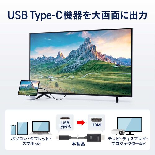 USB Type C HDMI 変換ケーブル（1m・4K60Hz・USB-C・HDMI・変換・単方向通信・Thunderbolt 4/3・DPAltモード・ブラック）