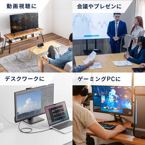 USB Type C HDMI 変換ケーブル（1m・4K60Hz・USB-C・HDMI・変換・単方向通信・Thunderbolt 4/3・DPAltモード・ブラック）