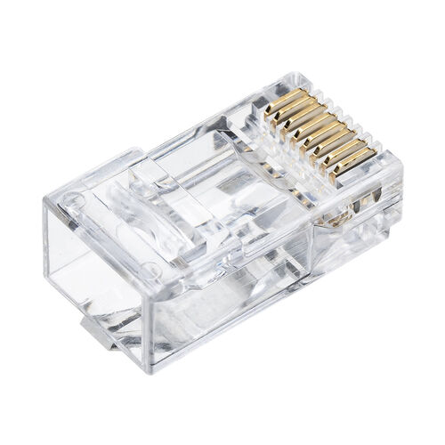 RJ-45コネクタ（CAT6A/CAT6/CAT5e兼用・への字ラッチ・ケーブル透過式・貫通型・単線・より線）