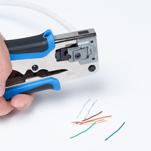 かしめ工具（LAN・カテゴリー6・カテゴリー5e・ケーブル透過式対応・コンパクト・単線・より線）