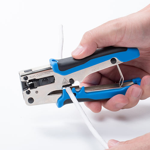 かしめ工具（LAN・カテゴリー6・カテゴリー5e・ケーブル透過式対応・コンパクト・単線・より線）