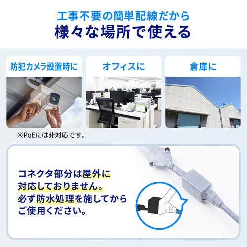 すきま用LANケーブル（カテゴリ5e・44cm・両面テープ・木ネジ・取付・窓・ドア・フラットケーブル）