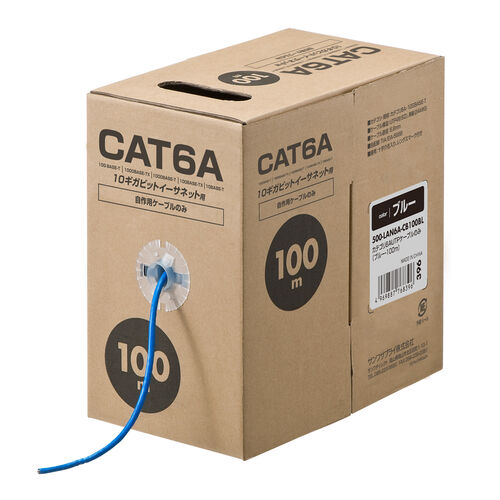 【新品未使用】LANケーブル CAT6A 100m　KB-T6A-CB100w Amazon.co.jp: サンワサプライ CAT6A LANケーブルのみ 自作用UTP