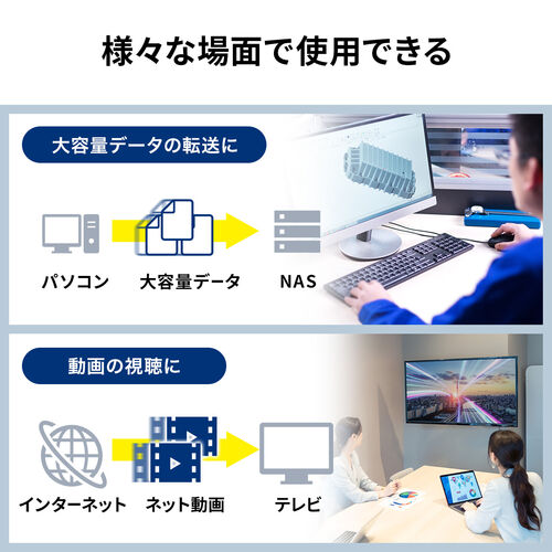 CAT6A 自作用LANケーブル（100m・ケーブルのみ・伝送速度10Gbps・伝送帯域500MHz・レングスマーク入り・ブルー）