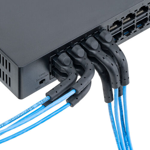 LANケーブル（カテゴリ6A・コネクタ曲げ固定・ツメ折れ防止・上下左右固定・コネクタ屈曲・フレキシブル・30cm・ブルー）