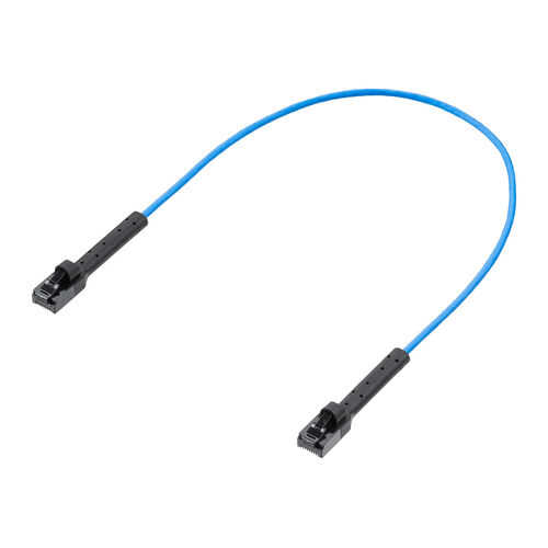 LANケーブル（カテゴリ6A・コネクタ曲げ固定・ツメ折れ防止・上下左右固定・コネクタ屈曲・フレキシブル・30cm・ブルー）