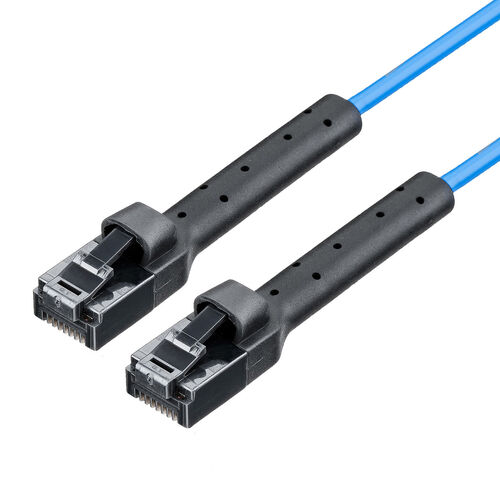 LANケーブル（カテゴリ6A・コネクタ曲げ固定・ツメ折れ防止・上下左右固定・コネクタ屈曲・フレキシブル・5m・ブルー）