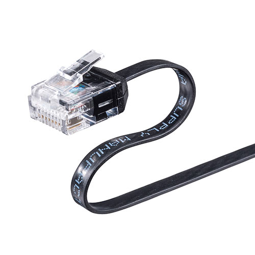 LANケーブル（カテゴリ6A・より線・ストレート・フラット・ブラック・1m）