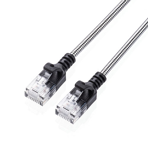 防鼠LANケーブル（CAT6A・カテゴリ6A・50cm・金属製外皮・ねずみ・ペット対策・ツメ折れ防止カバー・やわらかい・シルバー）