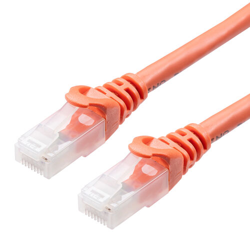 ツメ折れ防止LANケーブル（カテゴリ6A・2m・柔らか爪タイプ・爪折れ防止カバー・PoE対応・オレンジ）