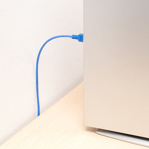 ツメ折れ防止CAT6A細径LANケーブル（カテゴリ6A・1m・爪折れ防止カバー・やわらかい・ブルー）