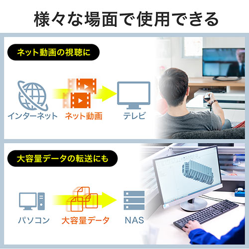 ツメ折れ防止CAT6A細径LANケーブル（カテゴリ6A・10m・爪折れ防止カバー・やわらかい・ブルー）