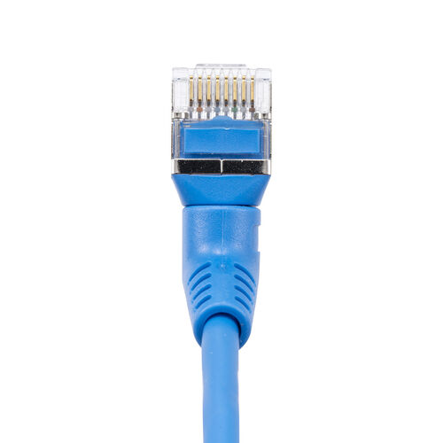 カテゴリ6A（コネクタ回転LANケーブル・1m・360°回転・L字・RJ45・コネクタ・難燃規格CM規格適合・ブルー）