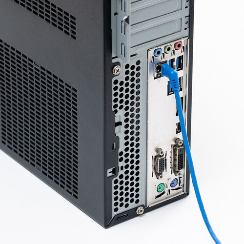カテゴリ6A（コネクタ回転LANケーブル・1m・360°回転・L字・RJ45・コネクタ・難燃規格CM規格適合・ブルー）