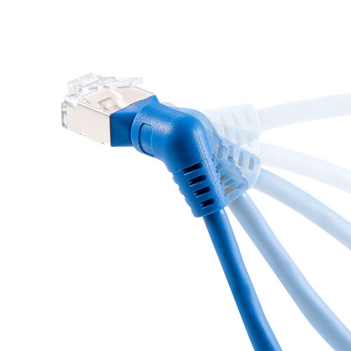 カテゴリ6A（コネクタ回転LANケーブル・1m・360°回転・L字・RJ45・コネクタ・難燃規格CM規格適合・ブルー）