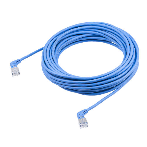 カテゴリ6A（コネクタ回転LANケーブル・10m・360°回転・L字・RJ45・コネクタ・難燃規格CM規格適合・ブルー）