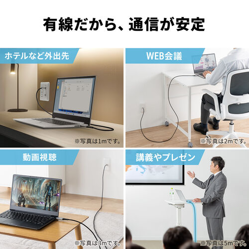 USB A LAN変換ケーブル（2m・カテゴリ6・1Gbps・ギガビット・A to LAN・MACアドレスパススルー対応・ビデオ通話・動画視聴）