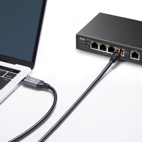 USB Type-C LAN変換ケーブル（5m・カテゴリ6・1Gbps・ギガビット・C to LAN・アダプタ不要・MACアドレスパススルー対応・ビデオ通話・ゲーム）