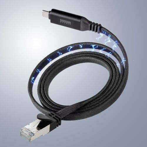 USB Type-C LAN変換ケーブル（カテゴリ6・1Gbps・ギガビット・1m ・磁石でまとまる・フラットケーブル・ドライバ不要・MACアドレスパススルー対応）