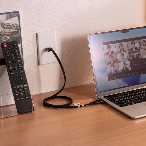 USB Type-C LAN変換ケーブル（カテゴリ6・1Gbps・ギガビット・1m ・磁石でまとまる・フラットケーブル・ドライバ不要・MACアドレスパススルー対応）