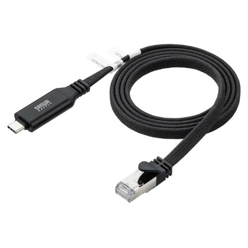 USB Type-C LAN変換ケーブル（カテゴリ6・1Gbps・ギガビット・1m ・磁石でまとまる・フラットケーブル・ドライバ不要・MACアドレスパススルー対応）