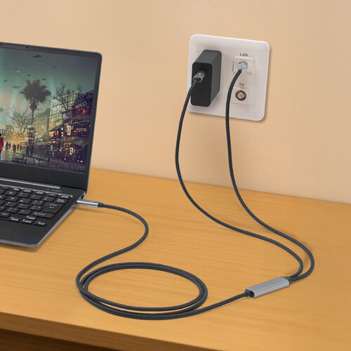 USB Type-C LAN変換ケーブル（2m・カテゴリ6・RJ45・ギガビット・PD100W・C to LAN・MACアドレスパススルー対応・への字ラッチ・メッシュケーブル）